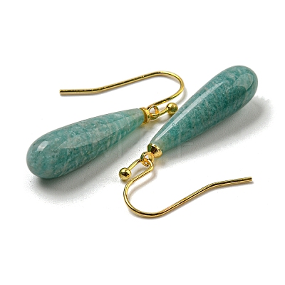 Ion Plating(IP) Natural Amazonite Dangle Earring EJEW-C084-01G-05-1