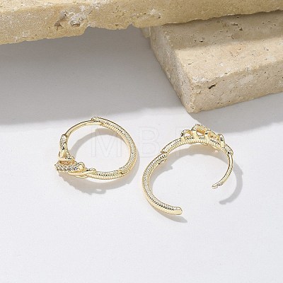 Brass Clear Cubic Zirconia Hoop Earrings EJEW-Q014-14G-1