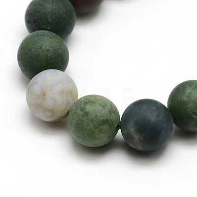 Frosted Natural Indian Agate Round Bead Strands G-M063-10mm-01-1