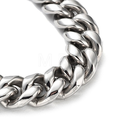 304 Stainless Steel Cuban Link Chains Bracelets for Men & Women BJEW-D031-16P-1
