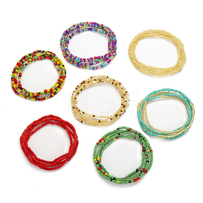 7Pcs 7 Colors Boho Glass Seed Beaded Waist Chains for Women WGEA542-01-1