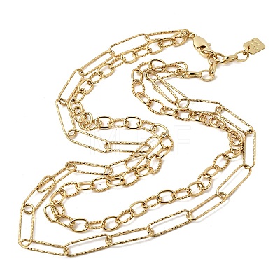 6MM Brass Double Layer Mixed Chain Necklaces NJEW-L013-04G-1