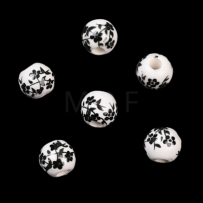 Handmade Printed Porcelain Beads X1-PORC-Q201-6mm-5-1