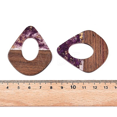 Transparent Resin and Walnut Wood Pendants RESI-T057-07H-1