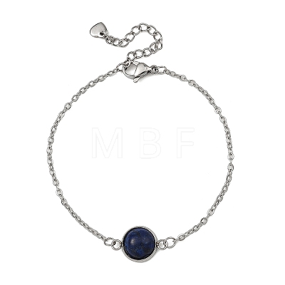Half Round Natural Gemstone Bead Link Bracelets BJEW-JB14120-1