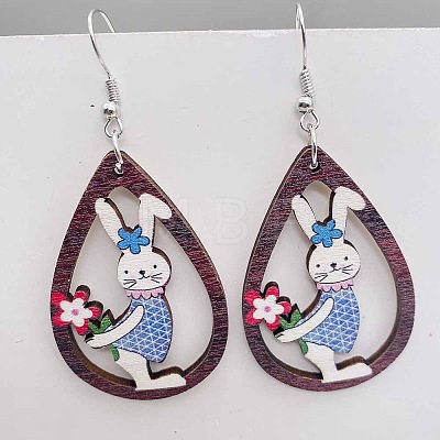 Easter Wood Dangle Earrings FS-WG65A0D-01-1