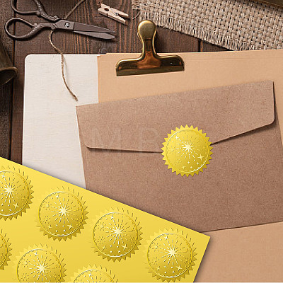 34 Sheets Self Adhesive Gold Foil Embossed Stickers DIY-WH0509-067-1