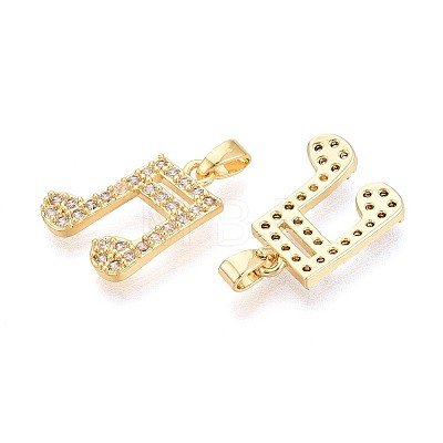 Brass Micro Pave Clear Cubic Zirconia Pendants KK-T075-84G-1
