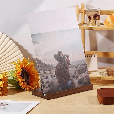 Wood Vinyl Record Slotted Display Stands with Stainless Steel Support ODIS-WH0043-344C-1