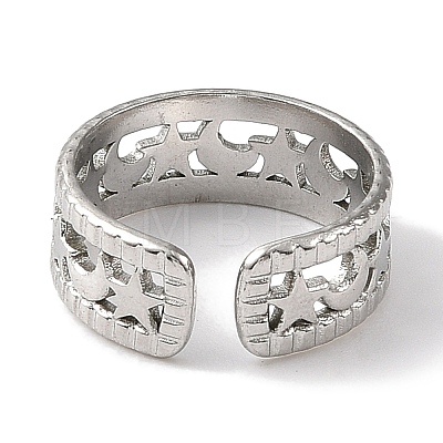 304 Stainless Steel Open Cuff Ring for Women RJEW-F166-13P-01-1