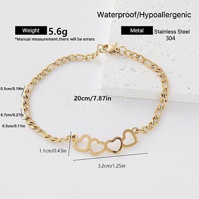304 Stainless Steel Link Bracelets for Women GU8038-4-1