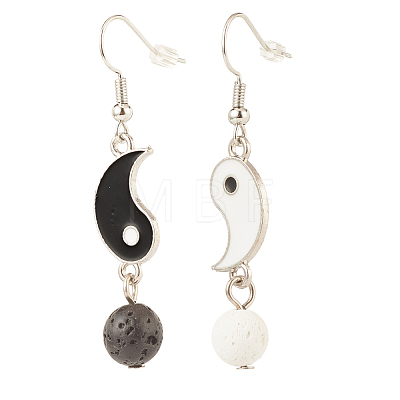 Alloy Enamel Yin Yang Matching Asymmetrical Earrings EJEW-JE04894-01-1