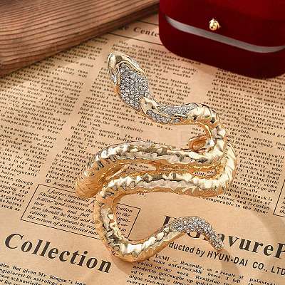 Snake Alloy Open Cuff Bangles for Women BJEW-A027-02G-1