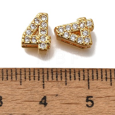 Rack Plating Number Brass Micro Pave Clear Cubic Zirconia Silde Charms KK-A231-13E-1