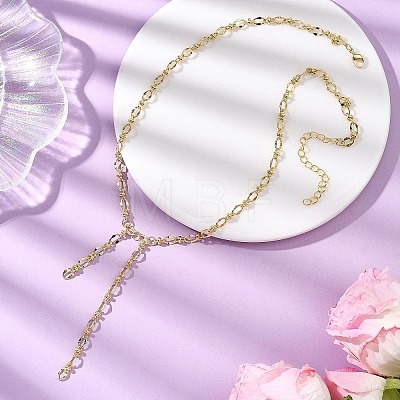 Brass Oval Link Lariat Necklaces for Women NJEW-JN05637-1