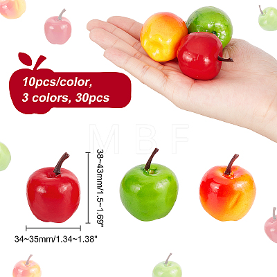30Pcs 3 Colors Mini Foam Imitation Apples DJEW-CA0001-26-1