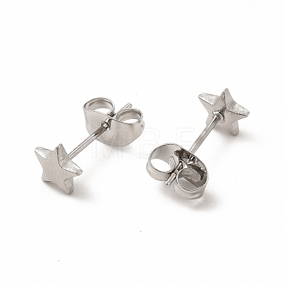 304 Stainless Steel Star Stud Earrings for Women EJEW-C004-02P-1