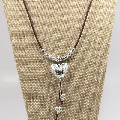 Boho Alloy Heart Pendant Leather Cord Necklaces for Women WG14524-01-1