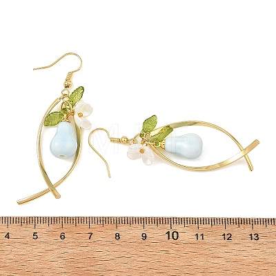 Handmade Porcelain & Brass Dangle Earrings for Women EJEW-JE07508-1