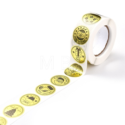 Christmas Themed Flat Round Roll Stickers DIY-B045-12-1