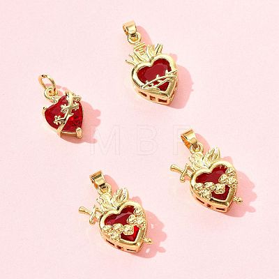 4Pcs 4 Styles Brass & Glass Pendants KK-FS0001-83-1