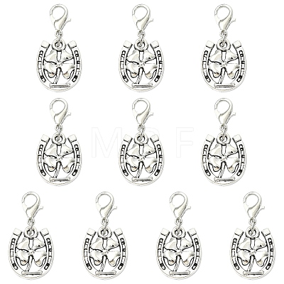10Pcs Tibetan Style Alloy Pendant Decorations HJEW-YW00304-1