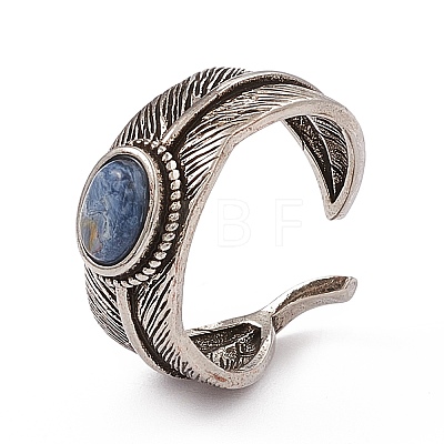 Feather Natural Pietersite Cuff Rings RJEW-G273-14AS-01-1