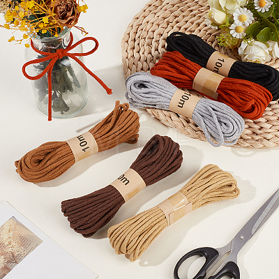 6 Bunldes 6 Colors Braided Polycotton Round Twine OCOR-CY0004-24B-1