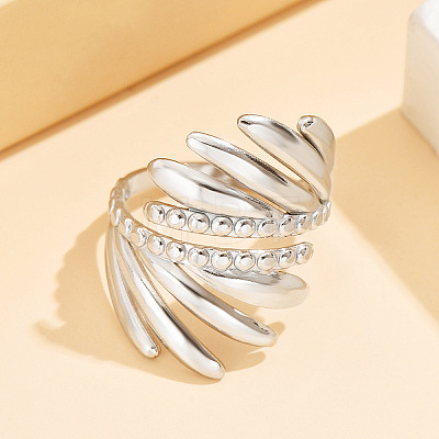 304 Stainless Steel Cuff Open Rings WG749B5-01-1