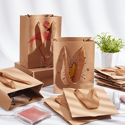  50Pcs Rectangle Kraft Paper Bags with Handle AJEW-NB0005-38-1