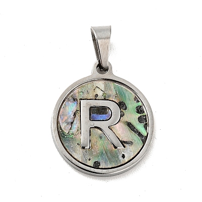 304 Stainless Steel with Paua Shell Pendants STAS-G268-02R-P-1