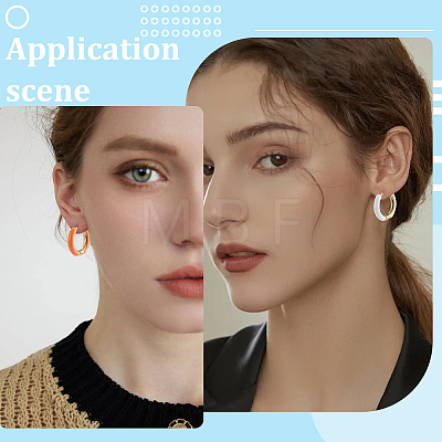 9 Pairs 9 Colors Two Tone 304 Stainless Steel Chunky Huggie Hoop Earrings EJEW-SC0001-90-1