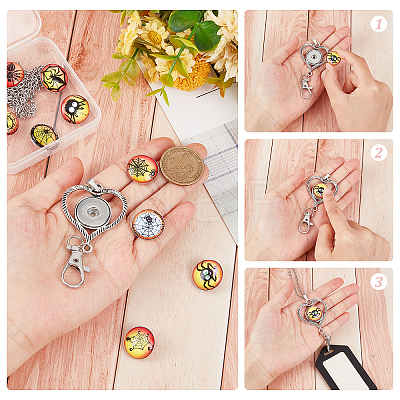 DIY Interchangeable Dome Office Lanyard ID Badge Holder Necklace Making Kit DIY-SC0021-97H-1