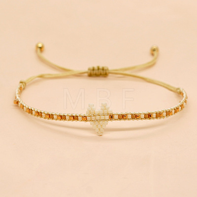 Handmade MIYUKI Glass Seed Bead Heart Braided Bracelets for Women LI3804-5-1