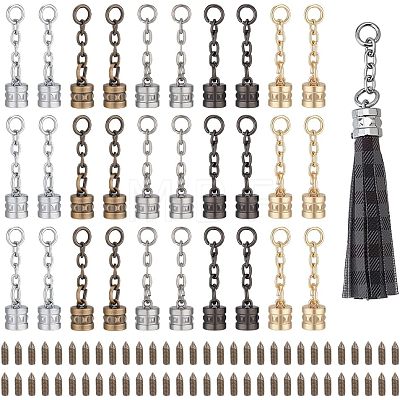 30 Sets 5 Colors Zinc Alloy Cord Ends FIND-CA0005-47-1