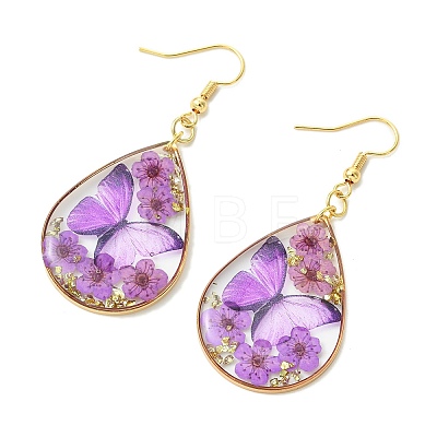 Transparent Epoxy Resin Dangle Earrings EJEW-JE07205-01-1