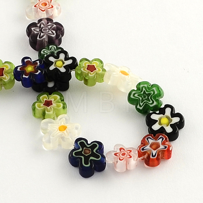 Flower Handmade Millefiori Glass Beads Strands LK-R004-18-1
