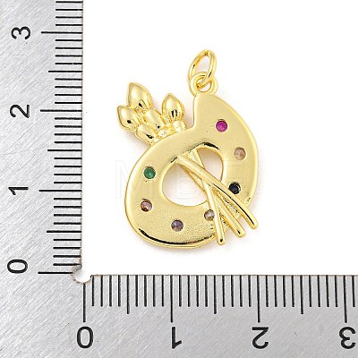 Rack Plating Brass Pave Colorful Cubic Zirconia Pendants KK-Z048-05G-1