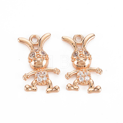 Rack Plating Brass Micro Pave Clear Cubic Zirconia Pendants KK-T060-21-RS-1