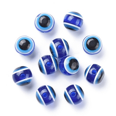 Round Evil Eye Resin Beads X-RESI-R159-12mm-08-1