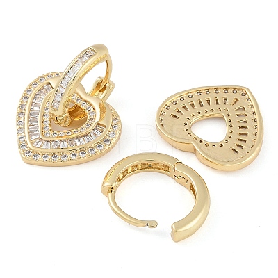 Brass Pave Clear Cubic Zirconia Hoop Earring for Women EJEW-S225-10G-03-1