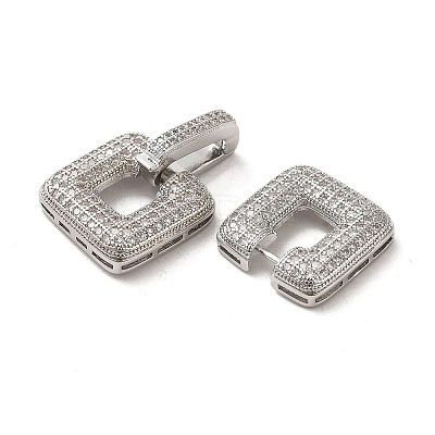 Brass Micro Pave Clear Cubic Zirconia Fold Over Clasps KK-G481-04P-1