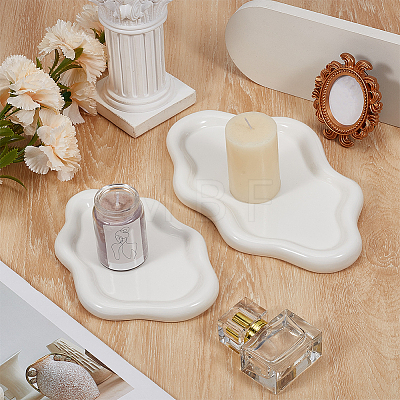 2Pcs 2 Styles Cloud Porcelain Jewelry Plate AJEW-GO0005-13-1
