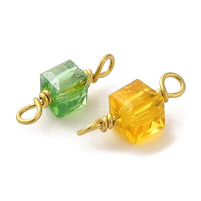 Faceted Glass Connector Charms GLAA-E046-02C-1