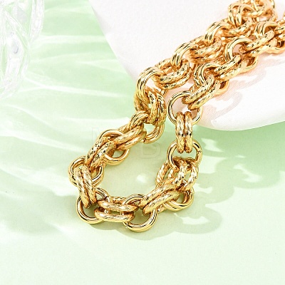 Twisted 304 Stainless Steel Double Ring Link Chains Bracelets for Women BJEW-G780-06G-02-1