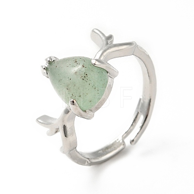 Gemstone Antler Adjustable Rings RJEW-G264-02P-1