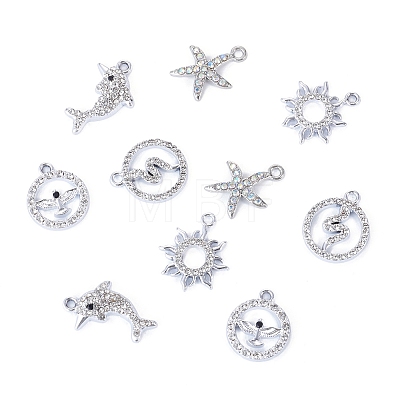 10Pcs 5 Styles Alloy Pendants FIND-TADJ0001-26A-1