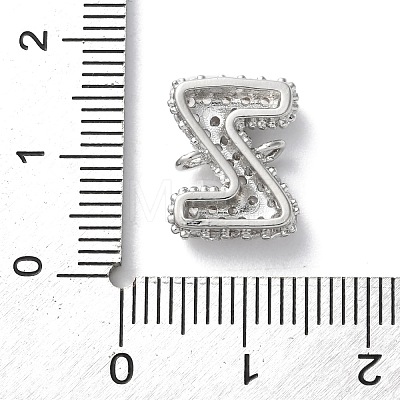 Brass Micro Pave Cubic Zirconia Letter Links KK-I717-04Z-P-1