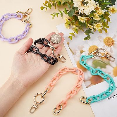 6Pcs 6 Colors Opaque Acrylic Cable Chain Wristlet Straps HJEW-CA0001-33-1