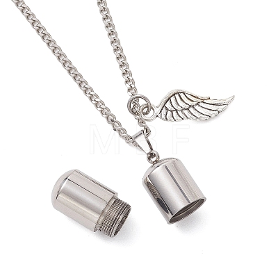 304 Stainless Steel Capsule Shape Urn Ashes Pendant Necklaces NJEW-JN05730-1